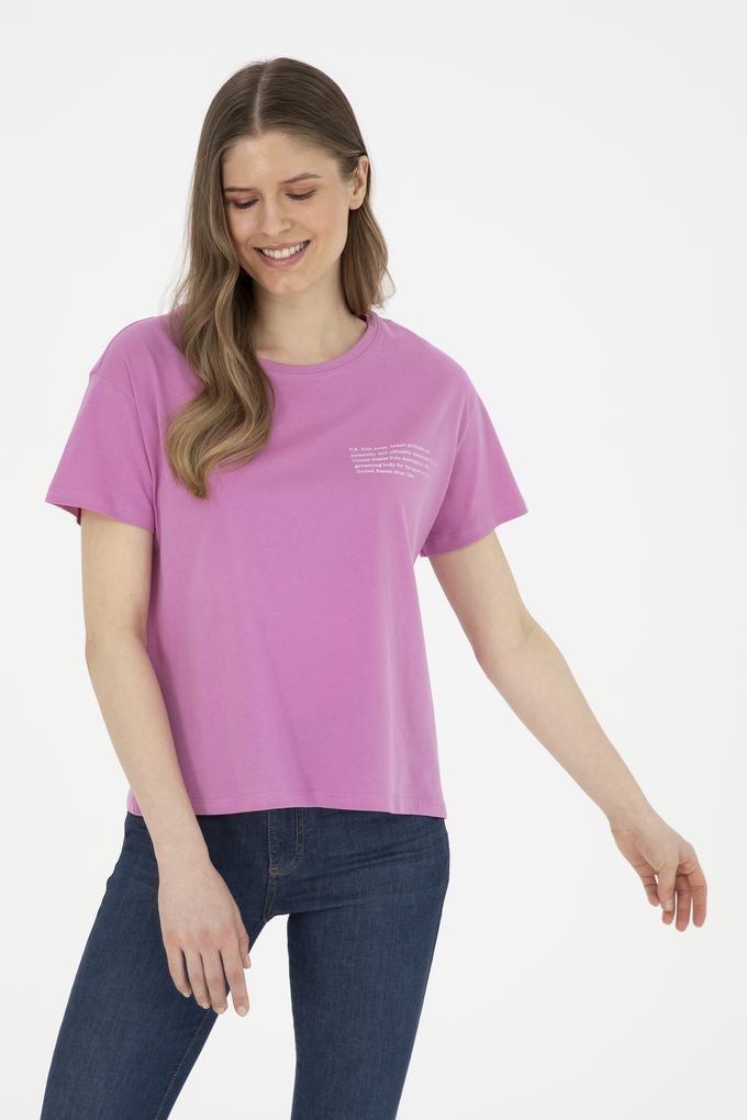 Kadın Menekşe Bisiklet Yaka Tişört