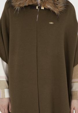 Kadın Haki Triko Panço - 50270464002