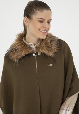 Kadın Haki Triko Panço - 50270464002