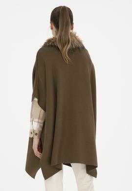 Kadın Haki Triko Panço - 50270464002