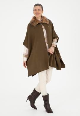 Kadın Haki Triko Panço - 50270464002