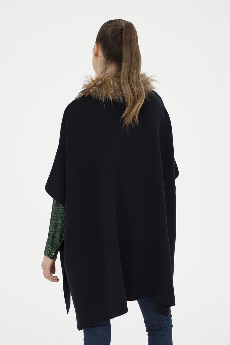 Kadın Lacivert Triko Panço - 50270464005