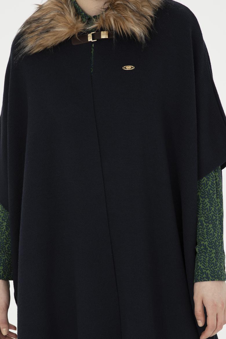 Kadın Lacivert Triko Panço - 50270464005