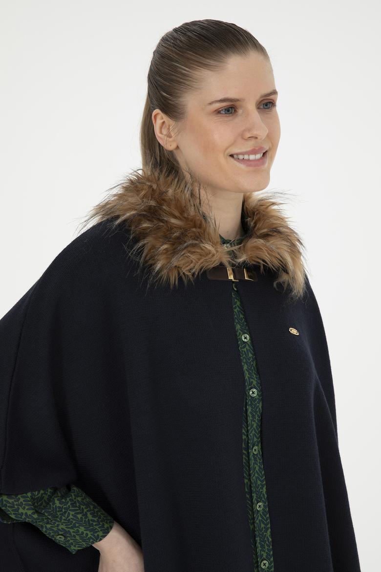 Kadın Lacivert Triko Panço - 50270464005