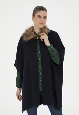 Kadın Lacivert Triko Panço - 50270464005