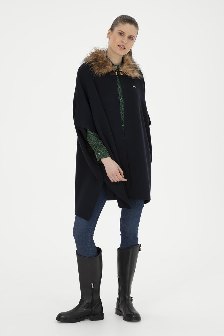 Kadın Lacivert Triko Panço - 50270464005