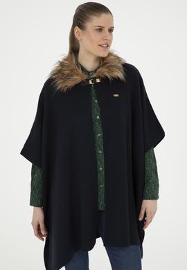 Kadın Lacivert Triko Panço - 50270464005