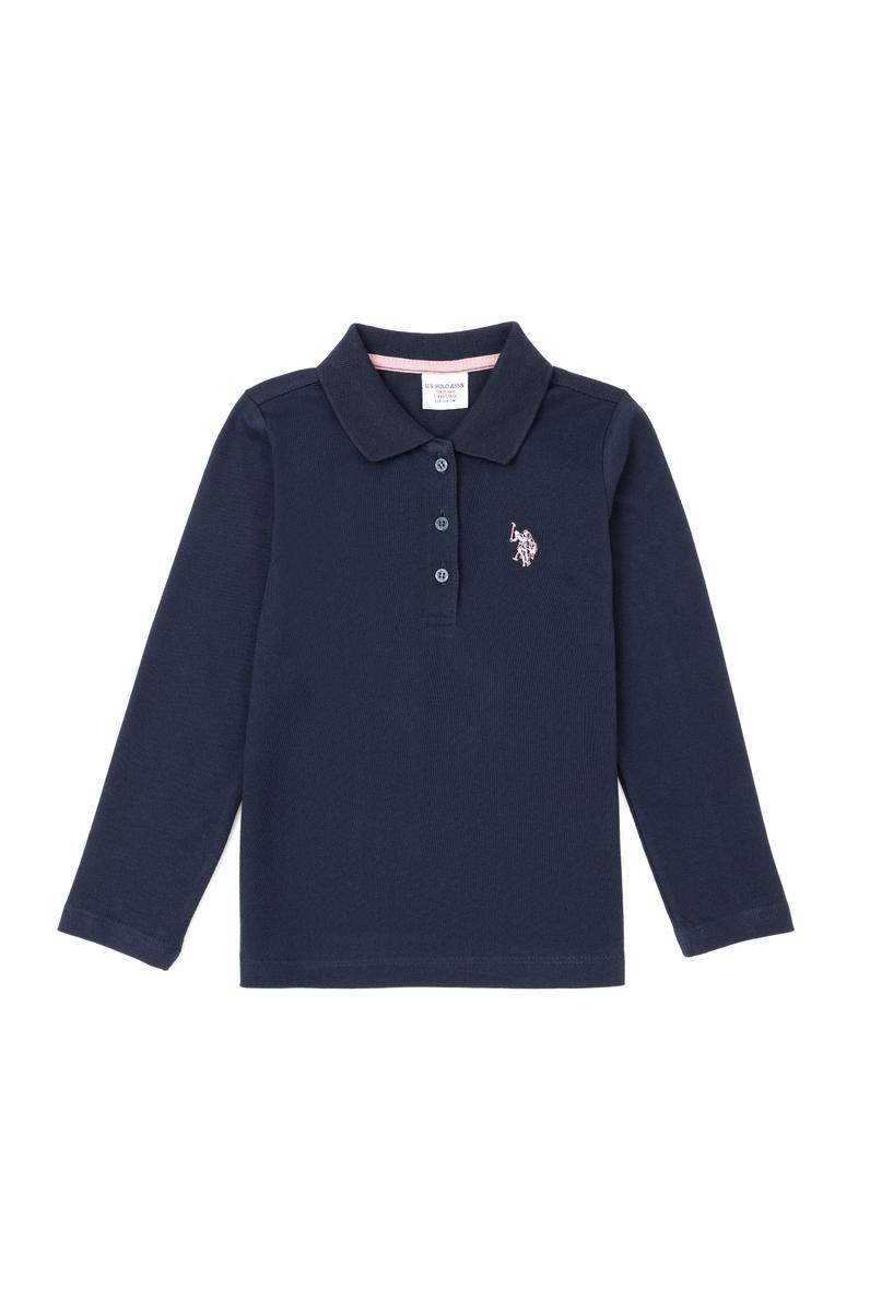 Kız Çocuk Lacivert Polo Yaka Basic Sweatshirt