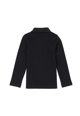 Kız Çocuk Siyah Polo Yaka Basic Sweatshirt - 50256174045