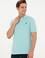 Erkek Slim Fit Polo Yaka Su Yeşili Basic Tişört
