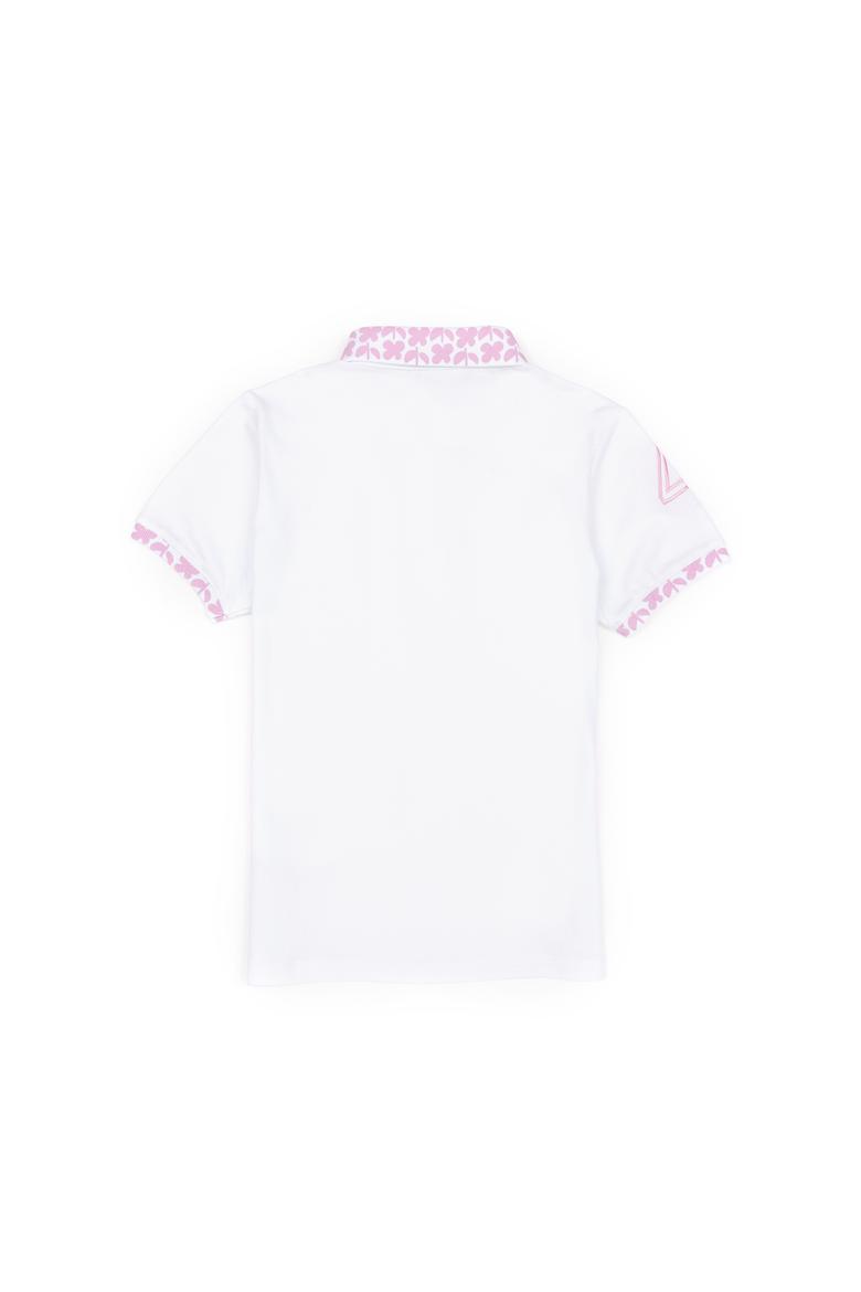 Kız Çocuk Beyaz Polo Yaka Basic Tişört - 50283284006