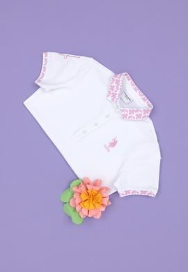 Kız Çocuk Beyaz Polo Yaka Basic Tişört - 50283284006