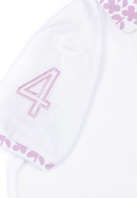 Kız Çocuk Beyaz Polo Yaka Basic Tişört - 50283284006