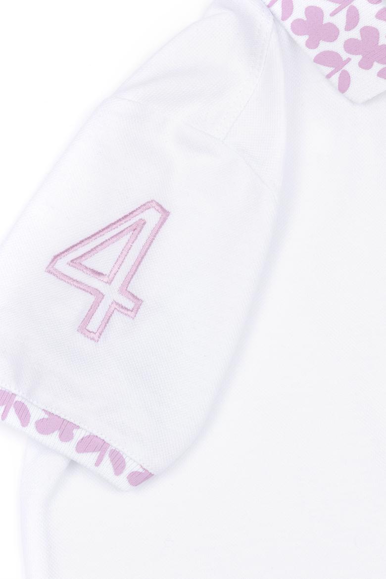 Kız Çocuk Beyaz Polo Yaka Basic Tişört - 50283284006