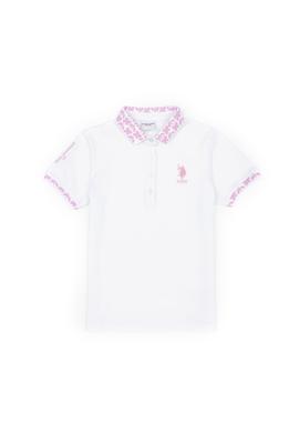 Kız Çocuk Beyaz Polo Yaka Basic Tişört - 50283284006