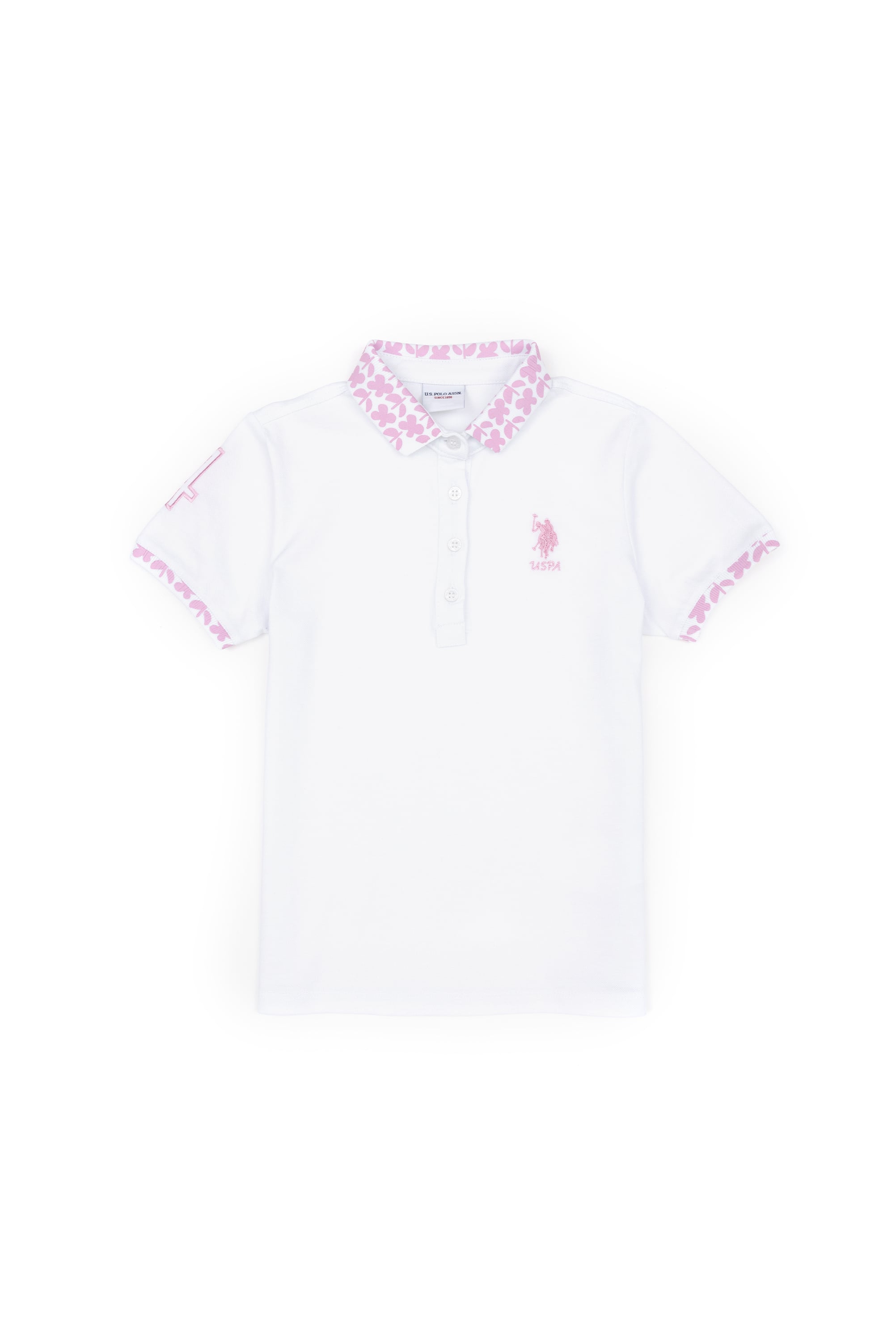 Kız Çocuk Beyaz Polo Yaka Basic Tişört