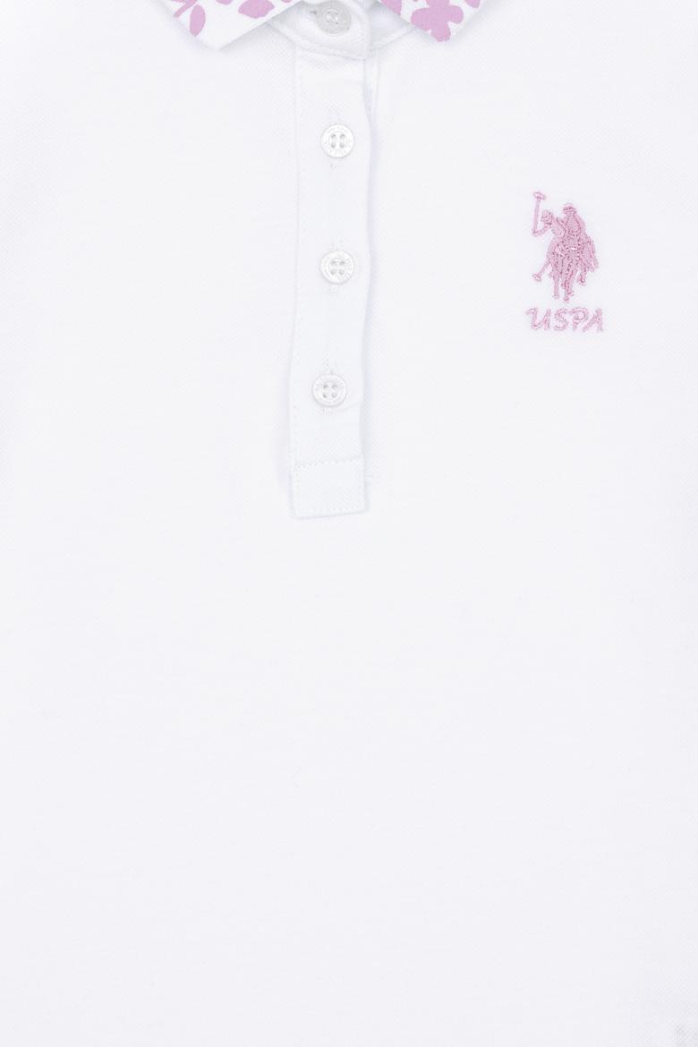 Kız Çocuk Beyaz Polo Yaka Basic Tişört - 50283284006