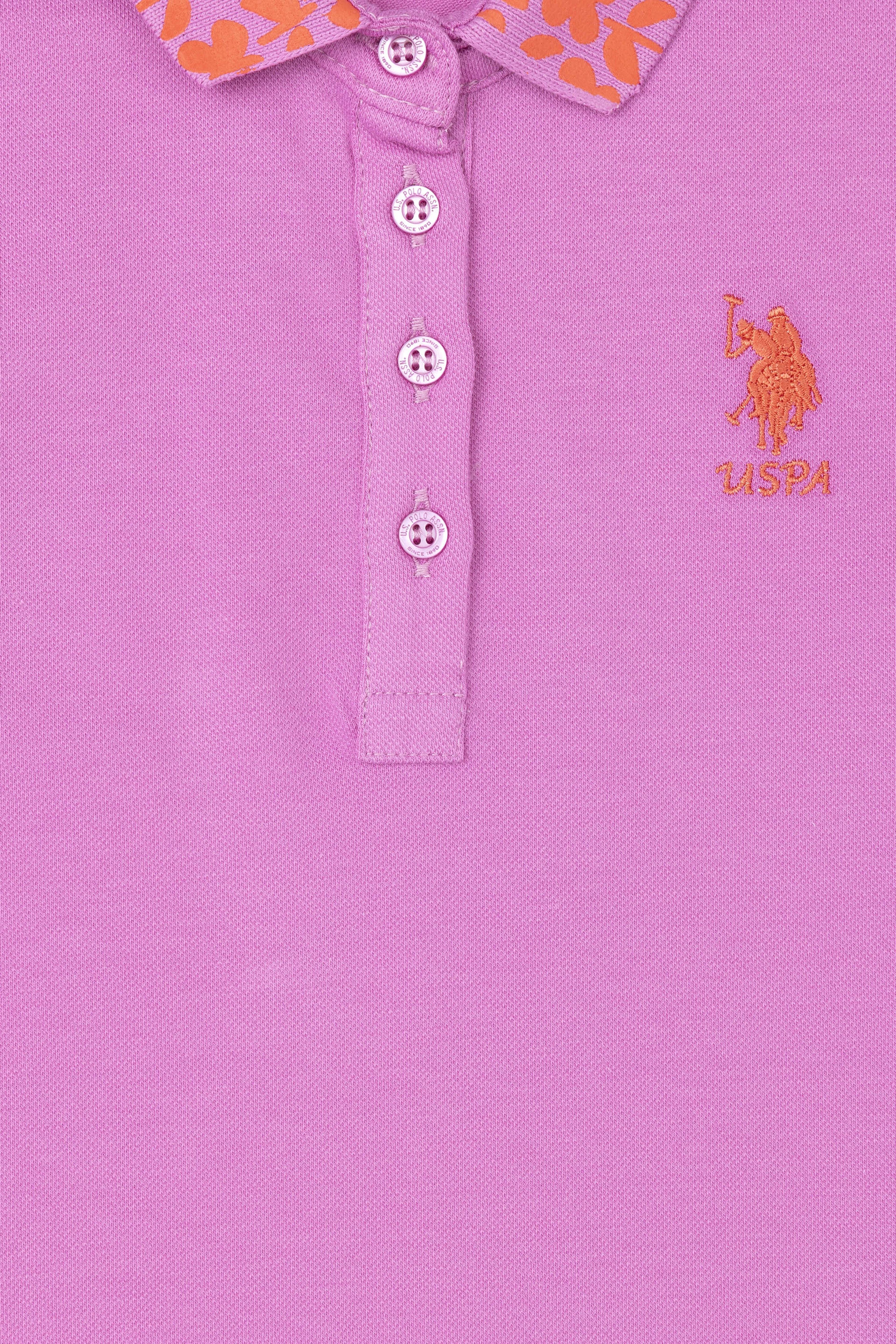 Kız Çocuk Menekşe Polo Yaka Basic Tişört - Image 3