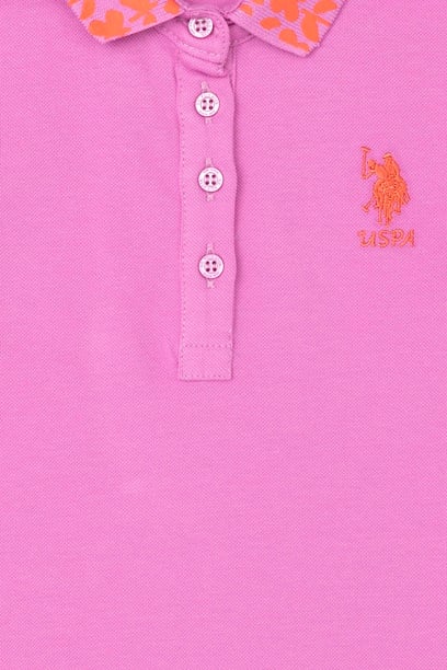Kız Çocuk Menekşe Polo Yaka Basic Tişört