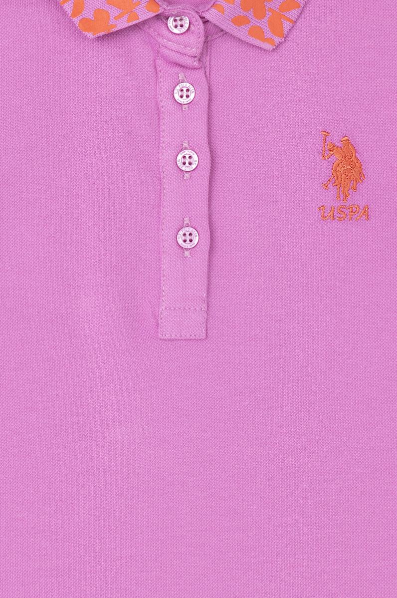 Kız Çocuk Menekşe Polo Yaka Basic Tişört