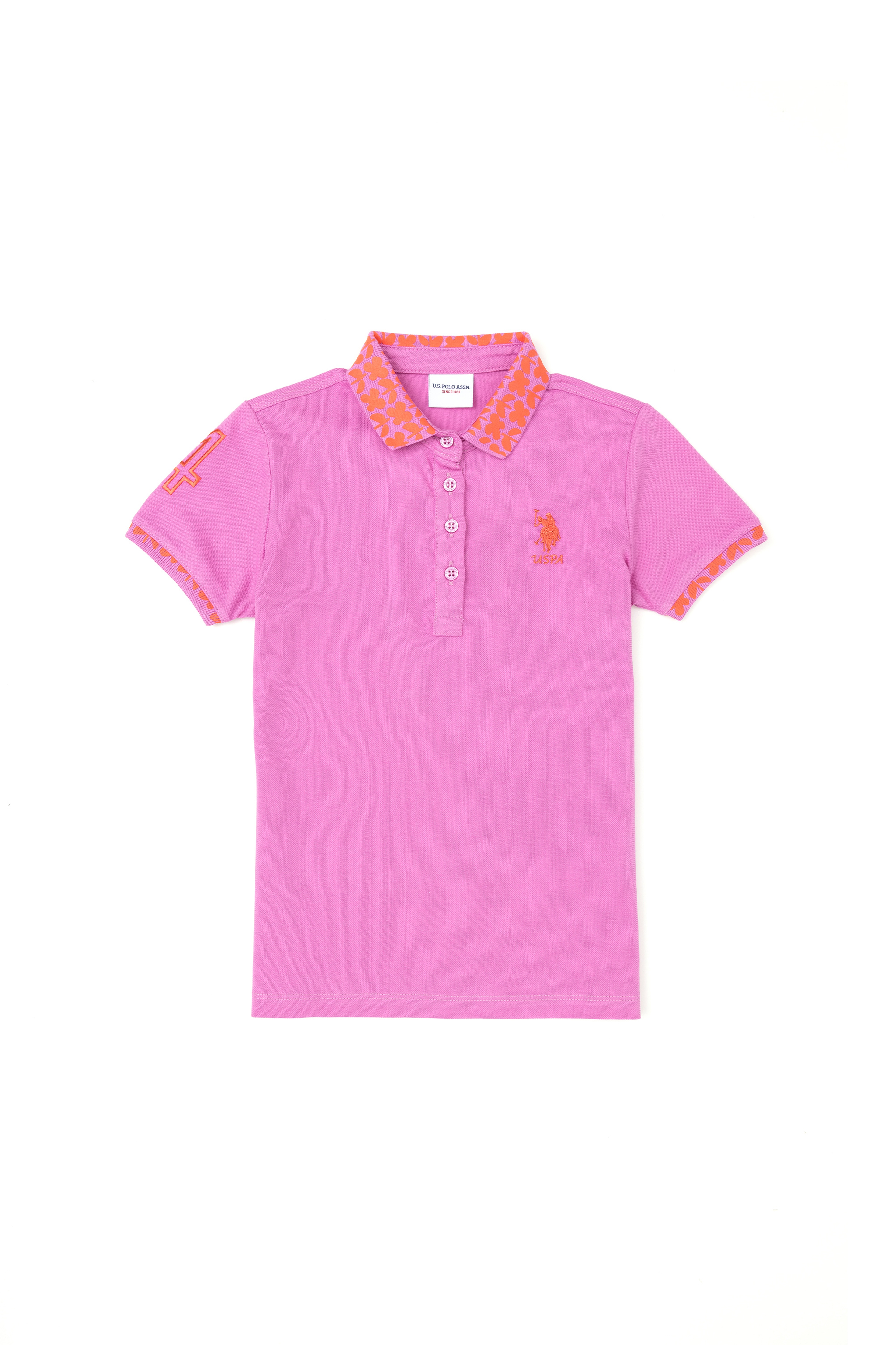 Kız Çocuk Menekşe Polo Yaka Basic Tişört - Image 1