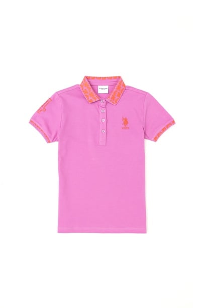 Kız Çocuk Menekşe Polo Yaka Basic Tişört