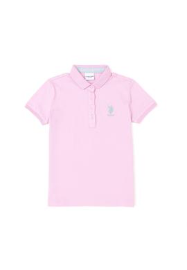 Kız Çocuk Pembe Polo Yaka Basic Tişört - 50283286029