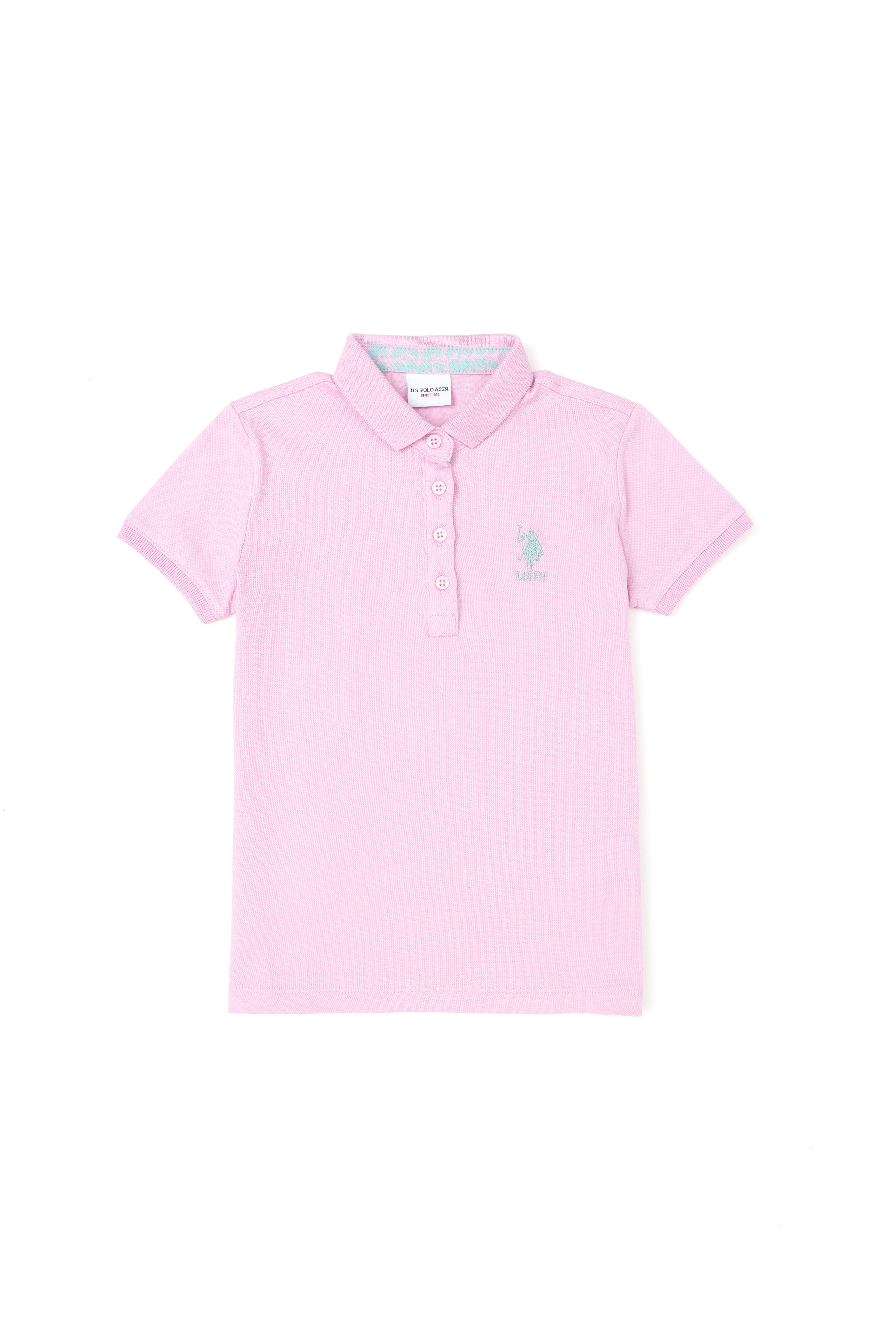 Kız Çocuk Pembe Polo Yaka Basic Tişört - Image 1