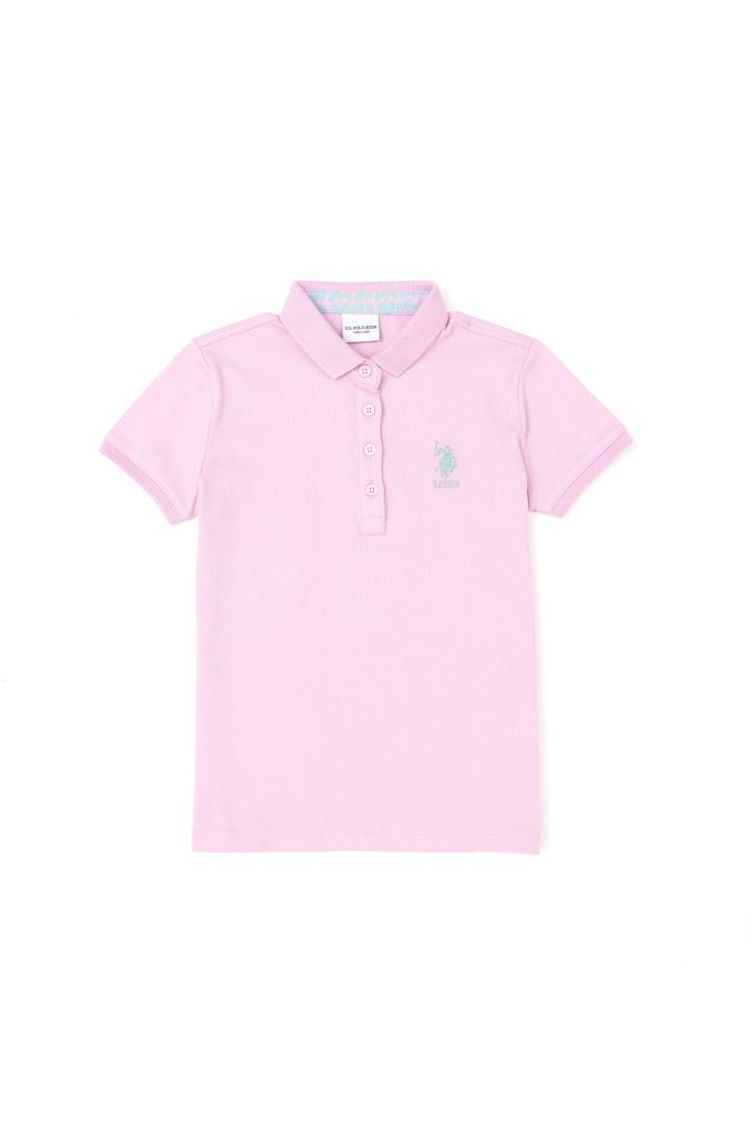 Kız Çocuk Pembe Polo Yaka Basic Tişört