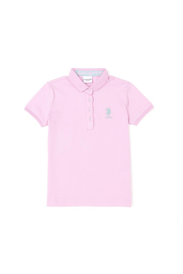 Kız Çocuk Pembe Polo Yaka Basic Tişört