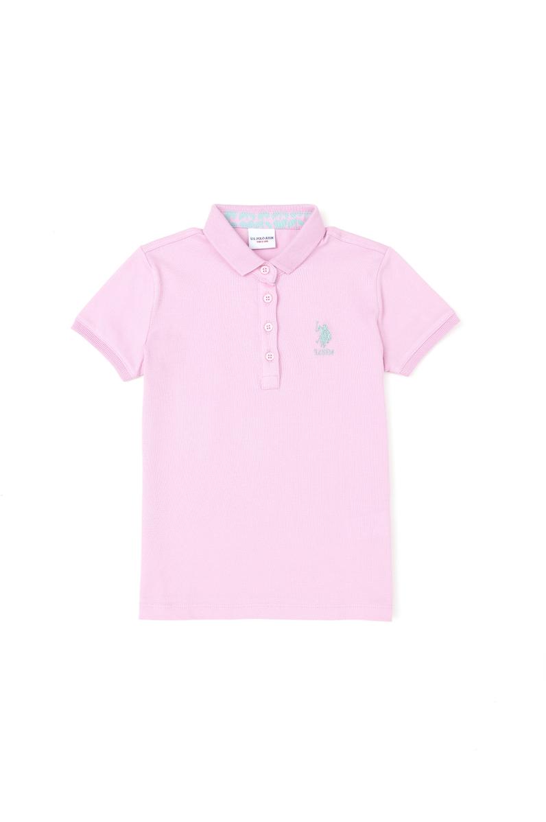 Kız Çocuk Pembe Polo Yaka Basic Tişört