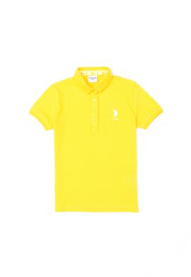 Kız Çocuk Sarı Polo Yaka Basic Tişört - 50283286094