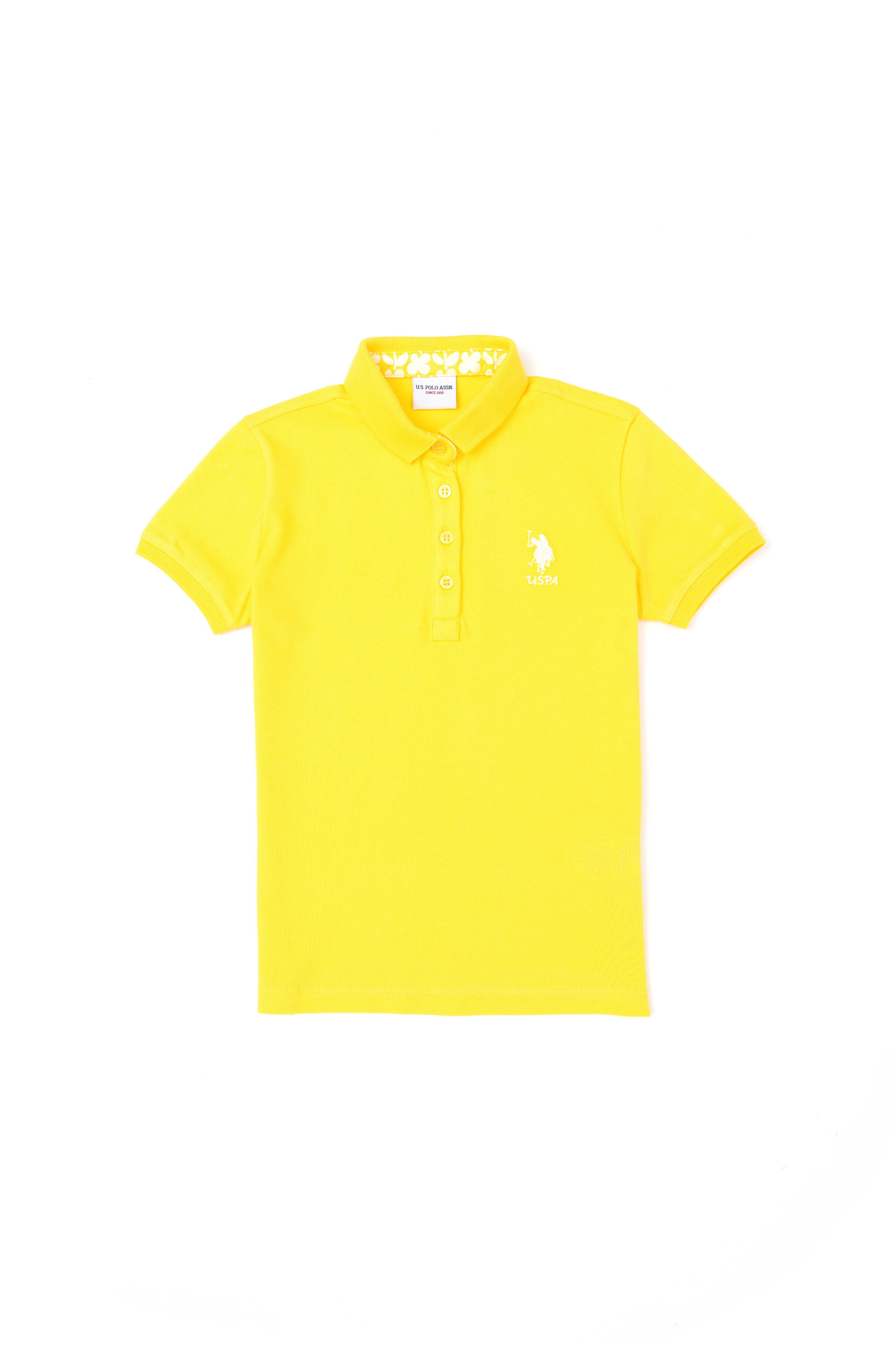 Kız Çocuk Sarı Polo Yaka Basic Tişört