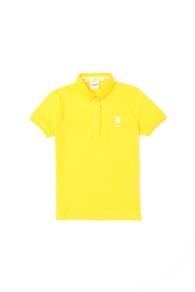 Kız Çocuk Sarı Polo Yaka Basic Tişört