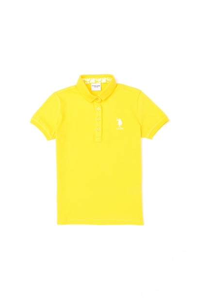Kız Çocuk Sarı Polo Yaka Basic Tişört