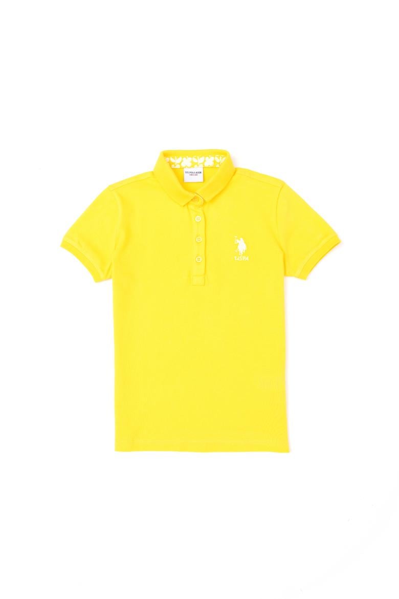 Kız Çocuk Sarı Polo Yaka Basic Tişört