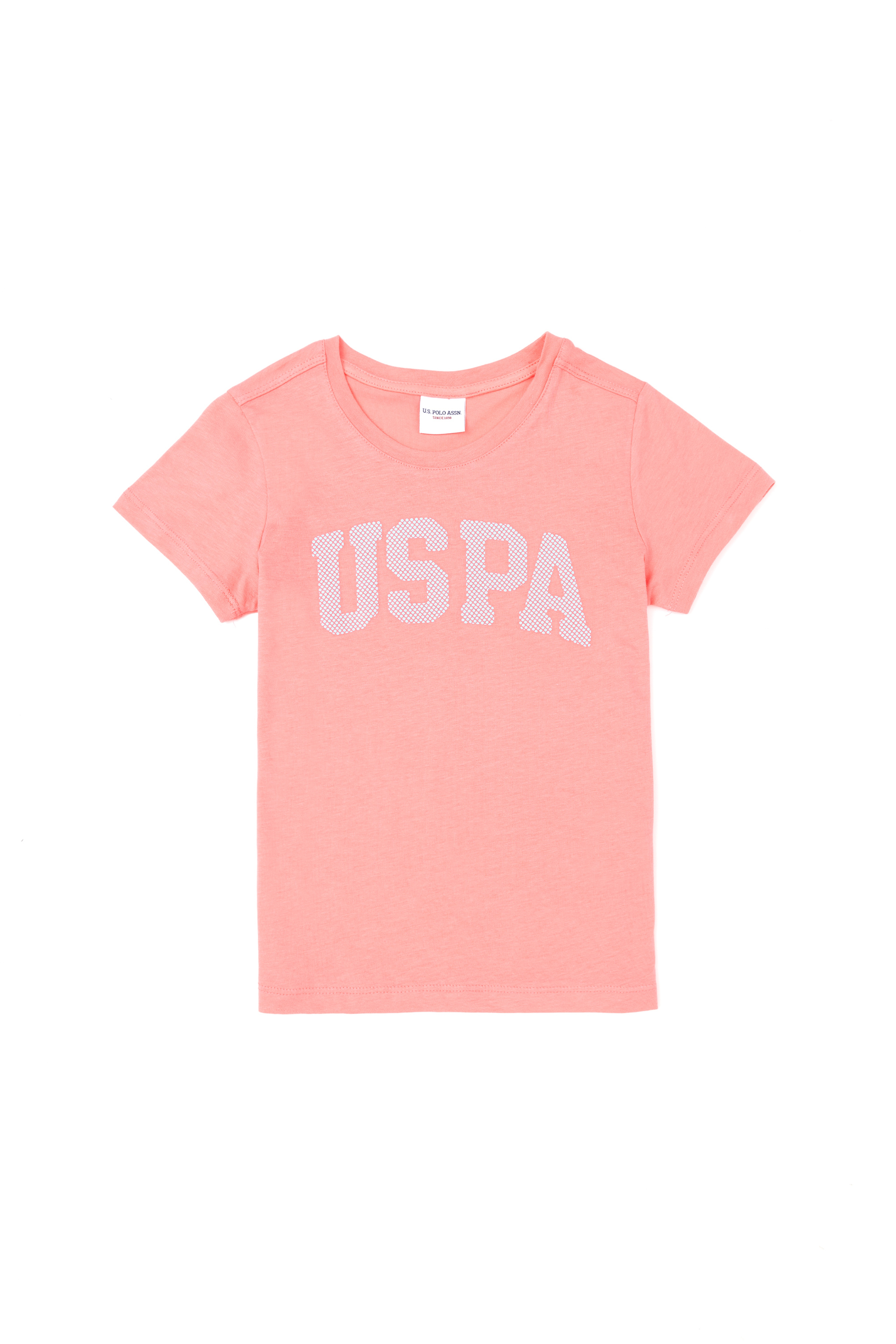 Kız Çocuk Neon Pembe Bisiklet Yaka Basic Tişört - Image 1