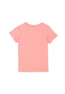 Kız Çocuk Neon Pembe Bisiklet Yaka Basic Tişört - 50283360141