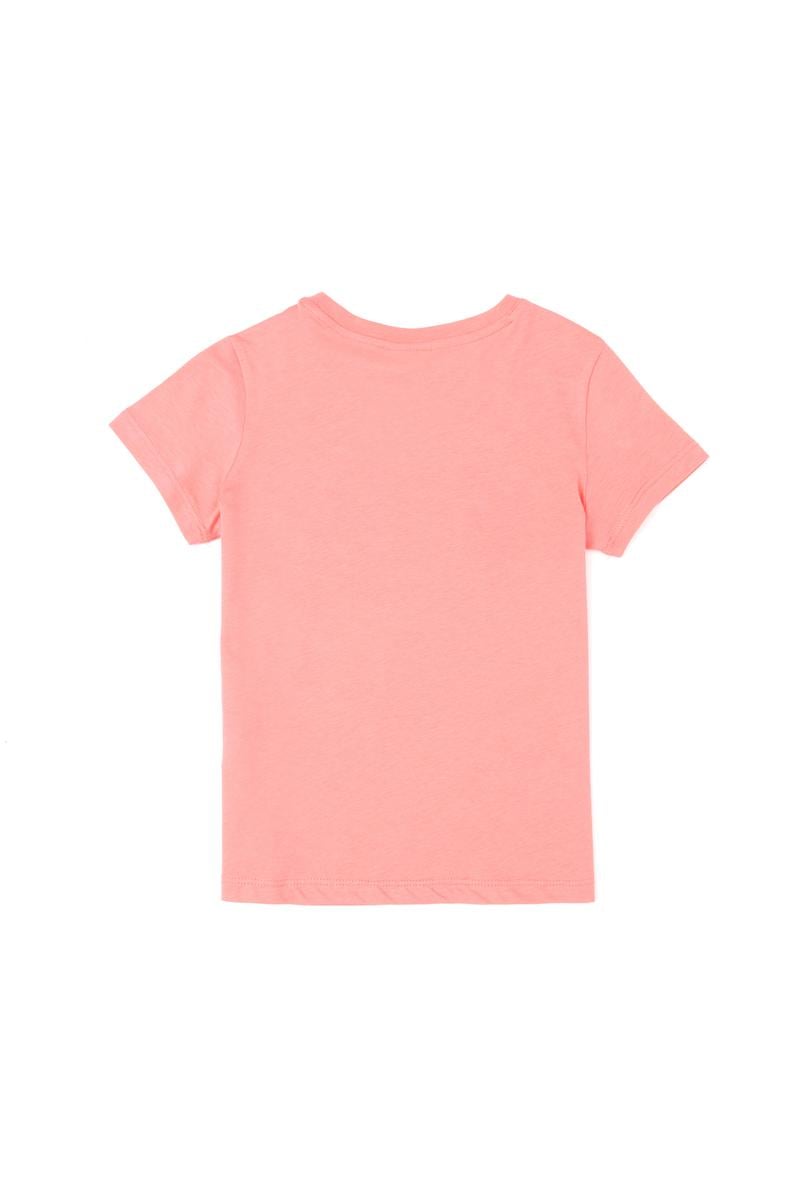 Kız Çocuk Neon Pembe Bisiklet Yaka Basic Tişört