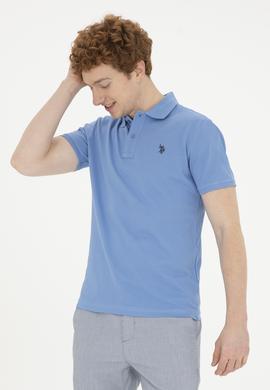 Erkek Slim Fit Polo Yaka Koyu Mavi Basic Tişört - 50279573131