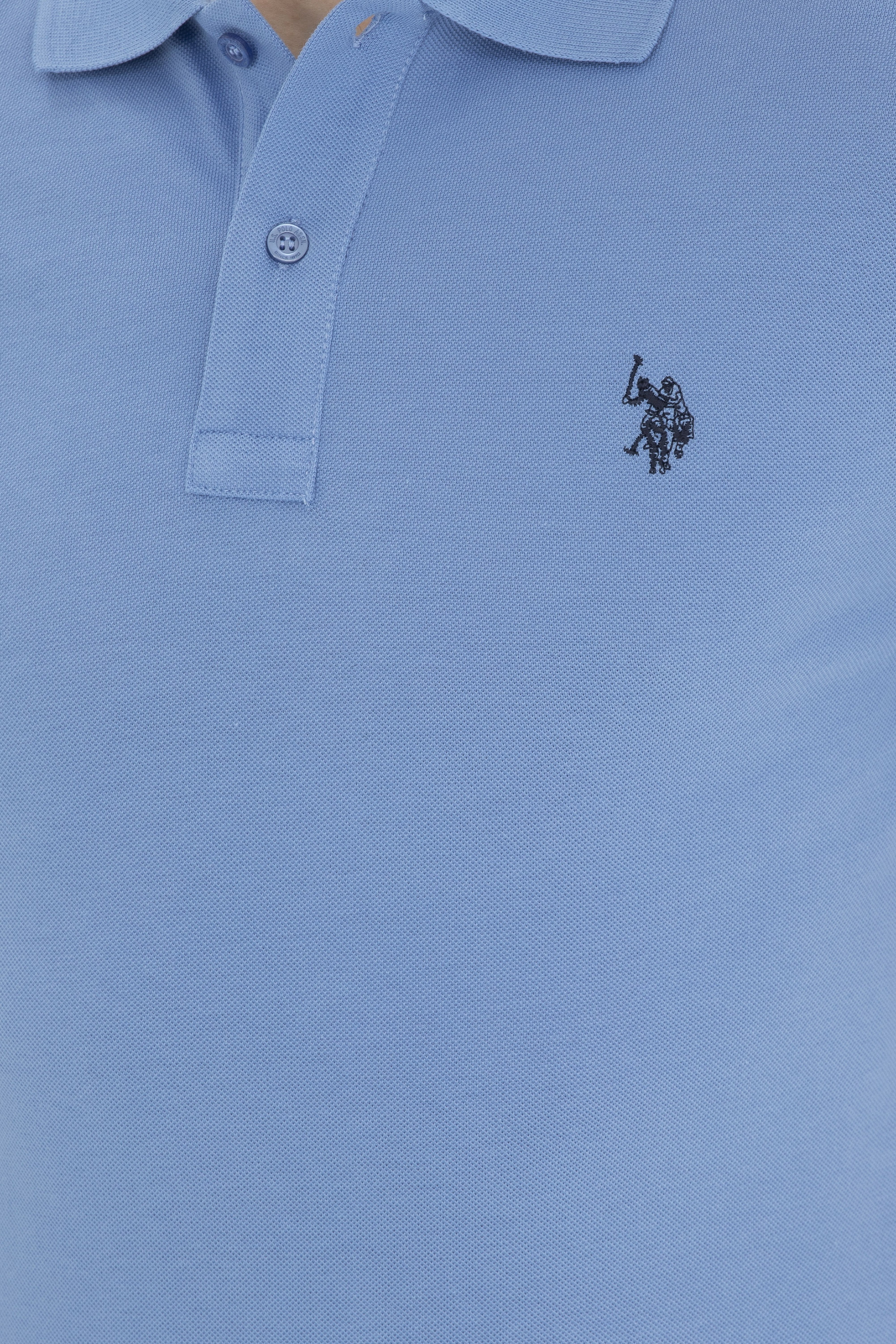 Erkek Slim Fit Polo Yaka Koyu Mavi Basic Tişört - Image 7