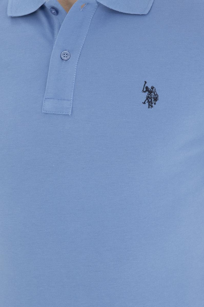 Erkek Slim Fit Polo Yaka Koyu Mavi Basic Tişört