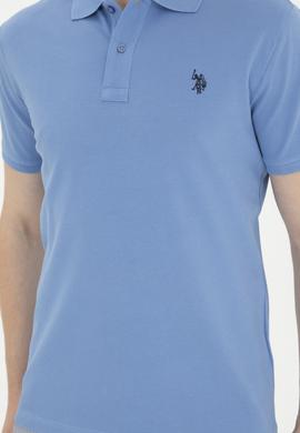 Erkek Slim Fit Polo Yaka Koyu Mavi Basic Tişört - 50279573131