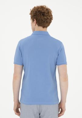 Erkek Slim Fit Polo Yaka Koyu Mavi Basic Tişört - 50279573131