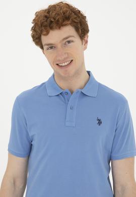 Erkek Slim Fit Polo Yaka Koyu Mavi Basic Tişört - 50279573131