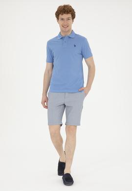 Erkek Slim Fit Polo Yaka Koyu Mavi Basic Tişört - 50279573131