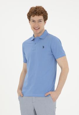 Erkek Slim Fit Polo Yaka Koyu Mavi Basic Tişört - 50279573131