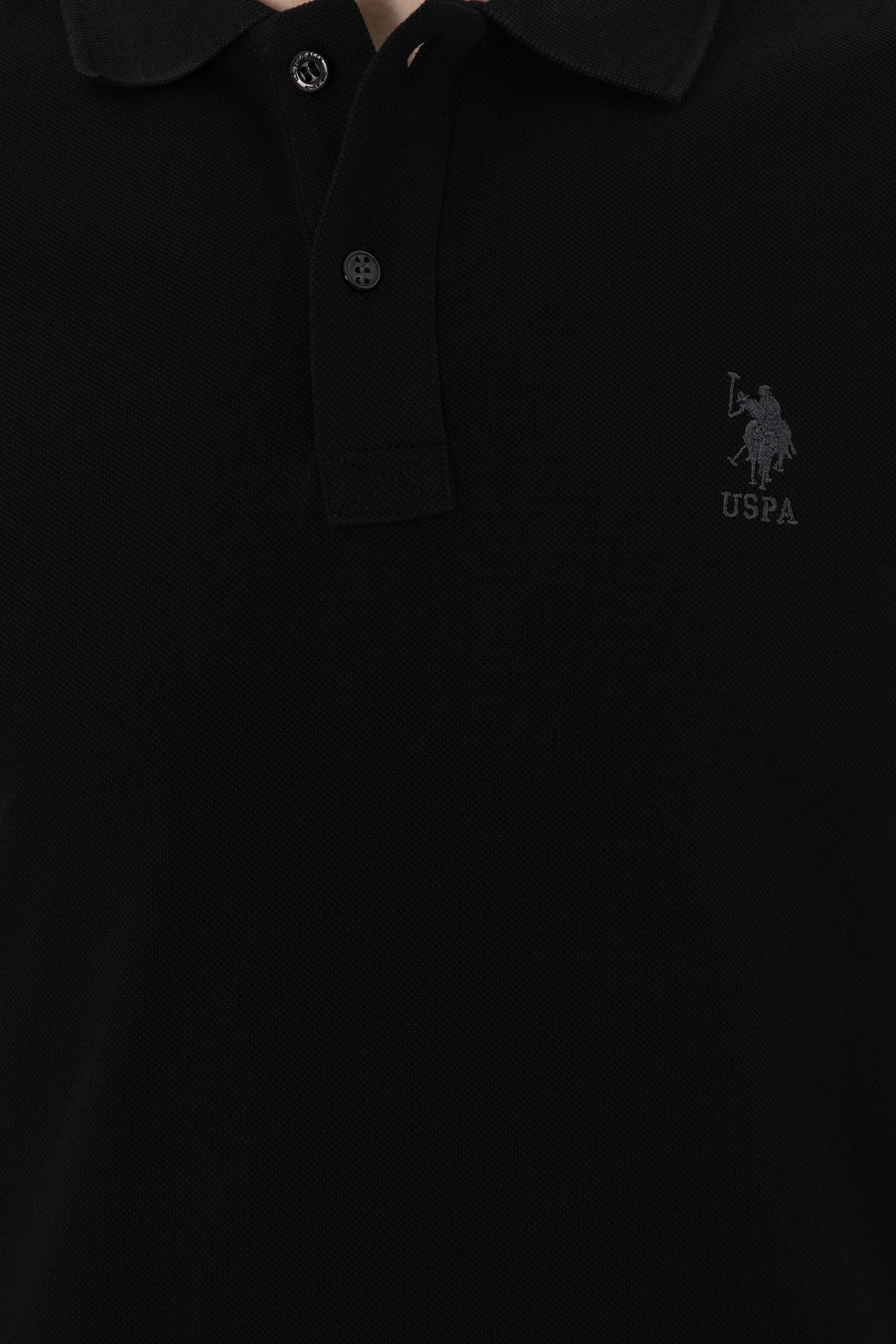 Erkek Slim Fit Polo Yaka Siyah Basic Tişört - Image 7