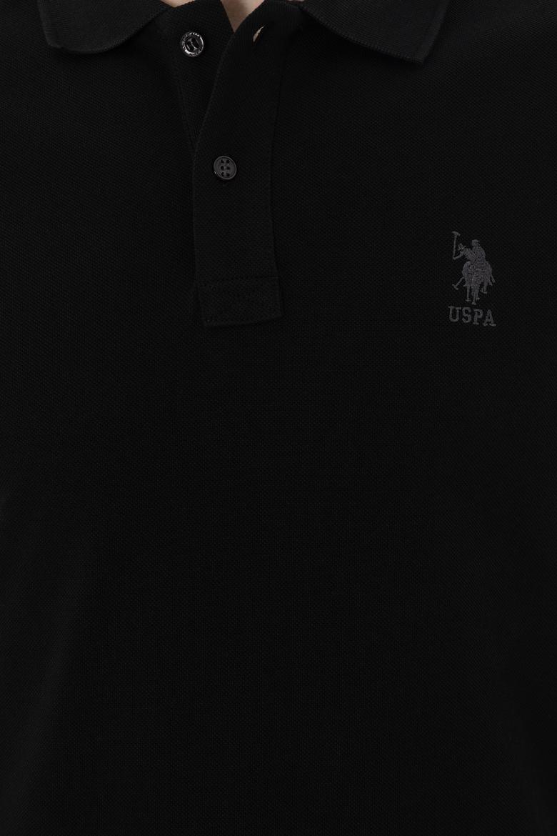 Erkek Slim Fit Polo Yaka Siyah Basic Tişört - 50279613017