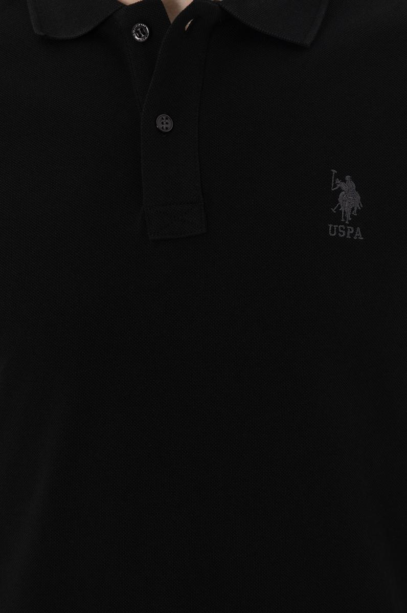 Erkek Slim Fit Polo Yaka Siyah Basic Tişört